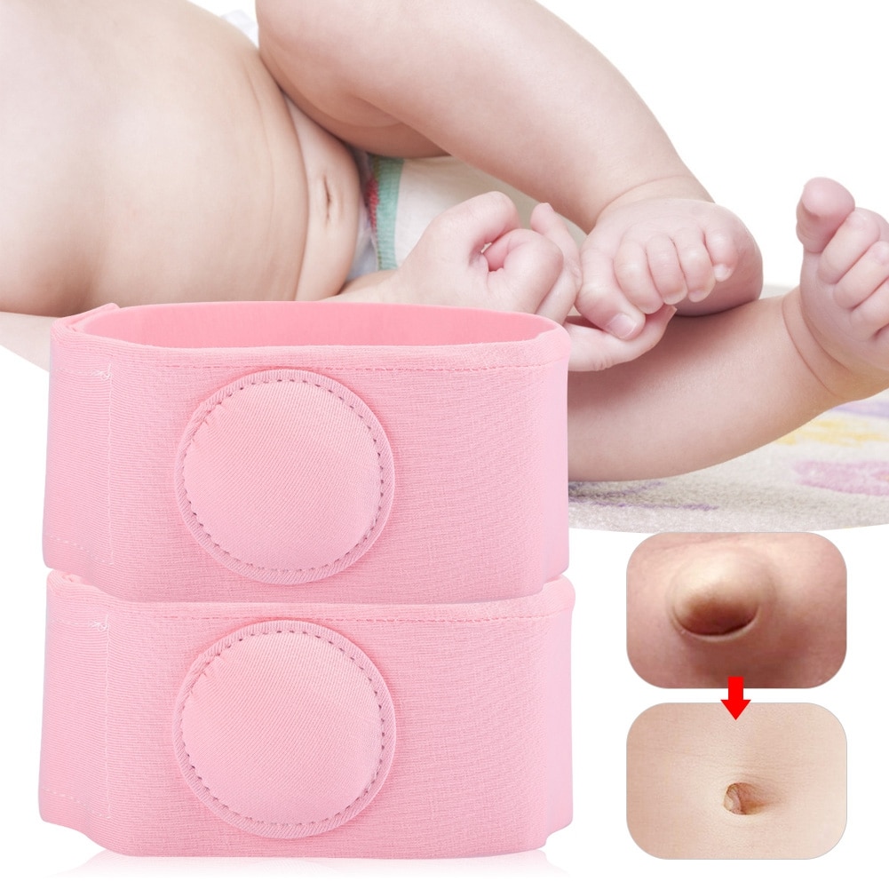 2pcs Umbilical Hernia Therapy Treatment Belt Breathable Bag Elastic Cotton Strap for 0-1 Years Old Baby Children Infant Kids